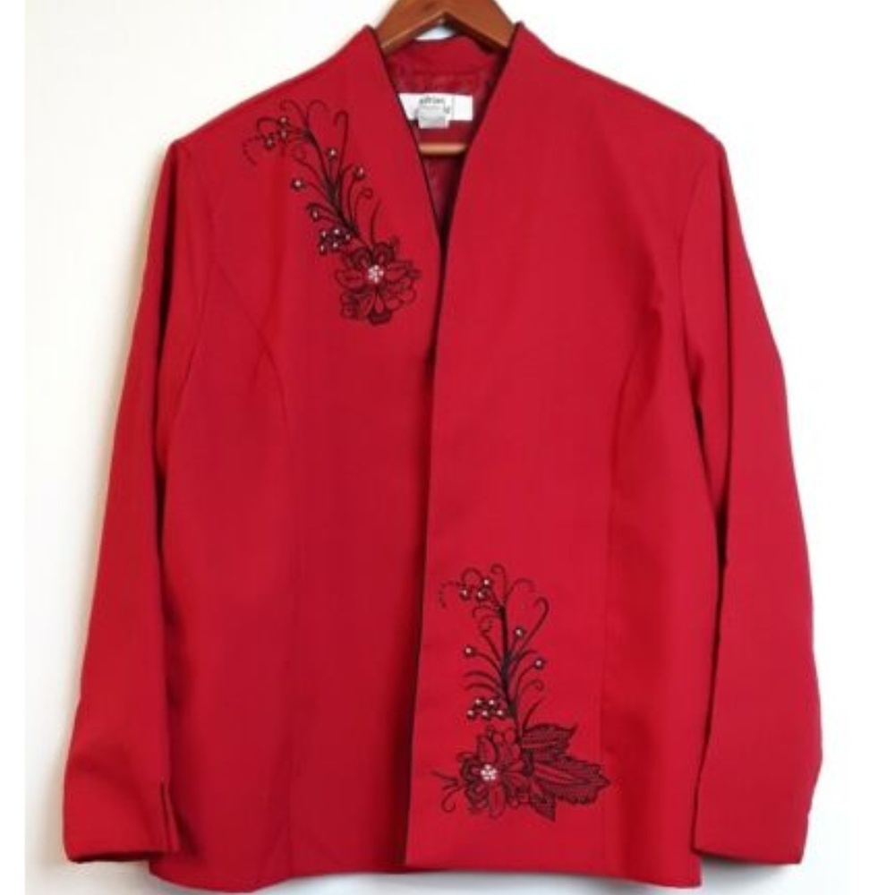Adrian Delafield Red Blazer Jacket Embroidered